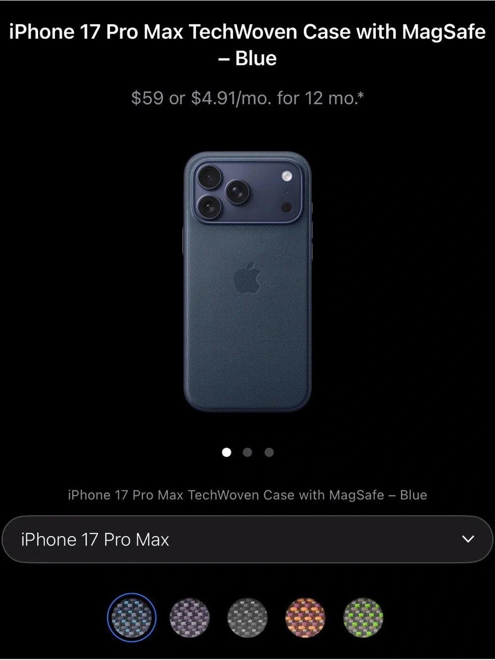 Apple iPhone 17 Pro Max Blue MagSafe case